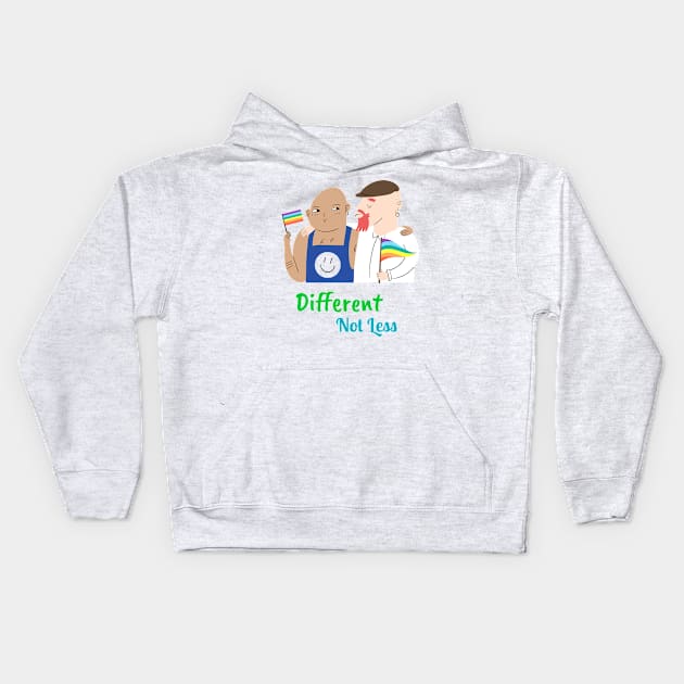 Different Not Less, Gay pride Kids Hoodie by Ito Effect